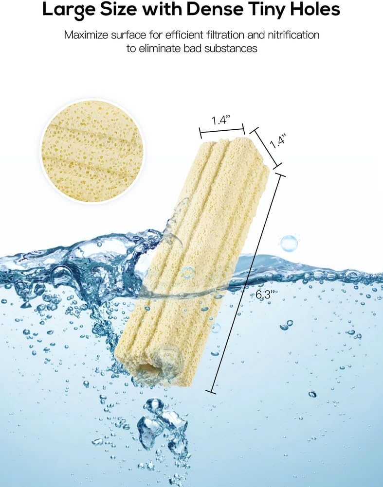 for Koi Pond, Sump Tank, Top Filters, Canister Filter, Twenty Pieces Large 6.3 Inches Aquarium Bio Media Blocks, Ceramic Fish Tank Bio Filter Media with Dense Tiny Holes