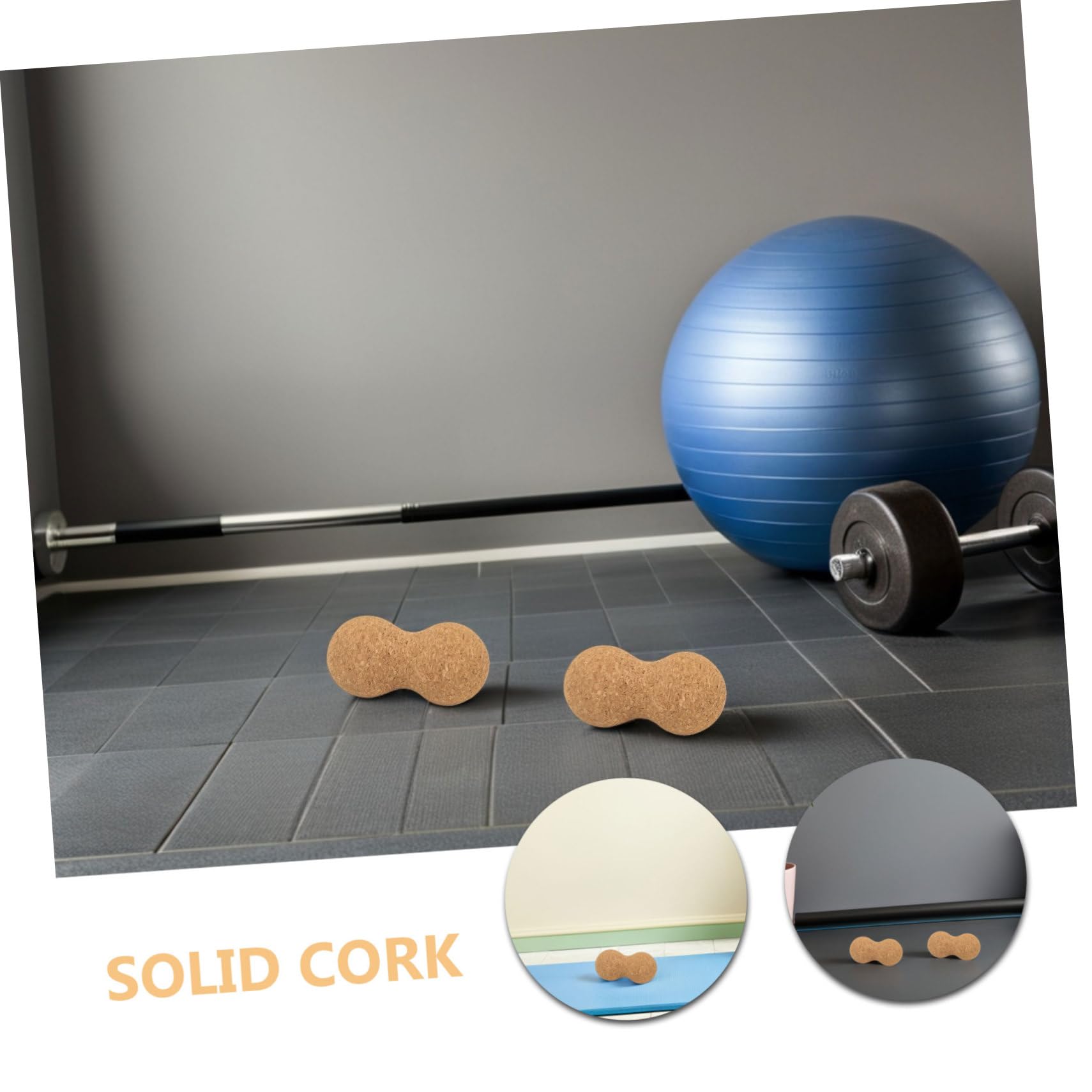 2 Piezas Bolas de Masaje de Corcho Natural para Fascia Diseño Sólido Antideslizante Herramienta Portátil para Recuperación Muscular y Terapia Profunda Espalda Cuello y Pies