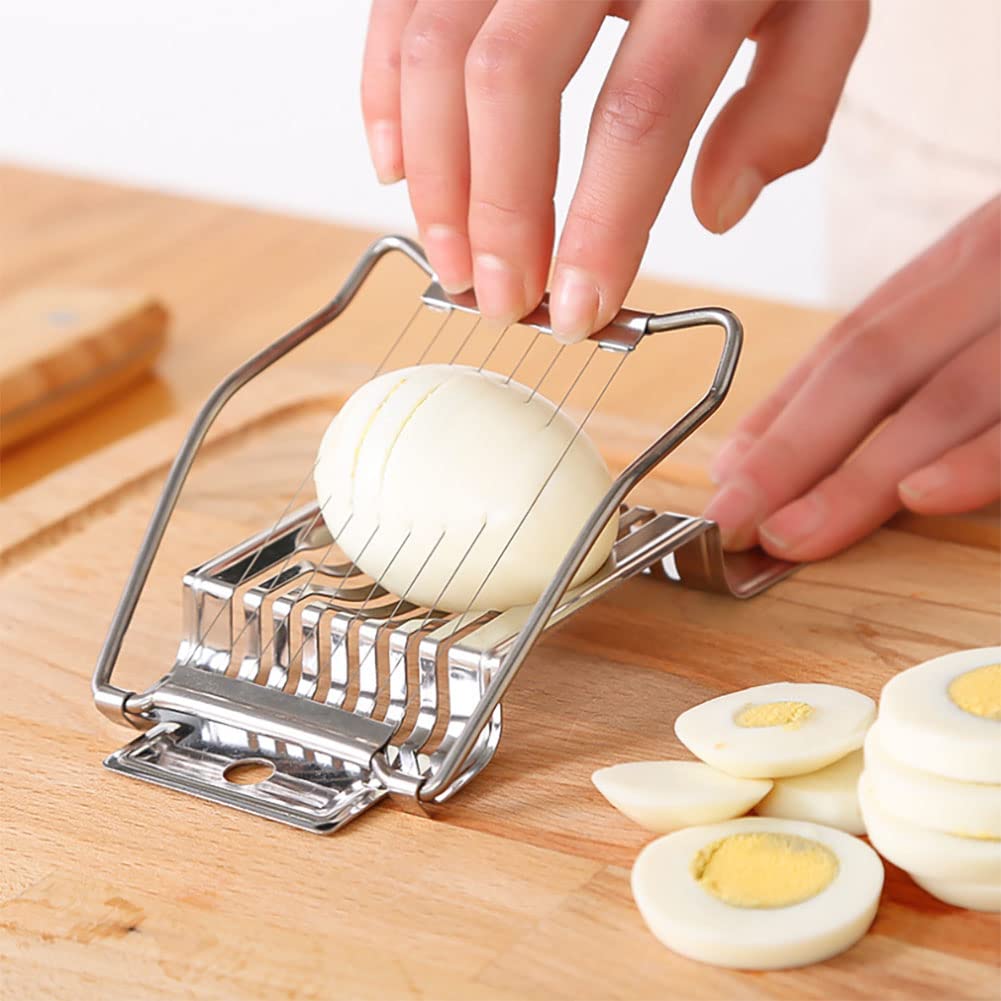 3-in-1 Edelstahl Eierschneider – Für Hartgekochte Eier, Obst & Gemüse – 3 Schneidemodi