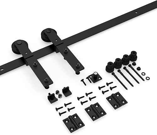 Miniatura 3 de TSMST Kit de herrajes para puerta corrediza de granero de 36 pulgadas para 2 puertas, juego de rieles de puerta de granero resistente y resistente,