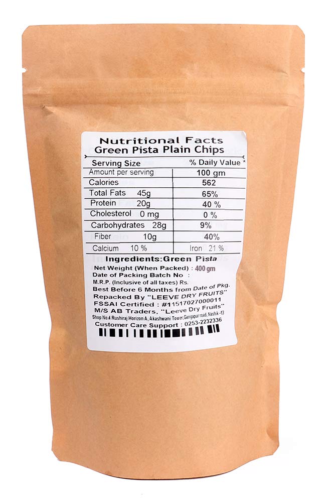 LEEVE DRY FRUITS Dry Nut Plain Pista Chips, 400g - Image 2 thumbnail