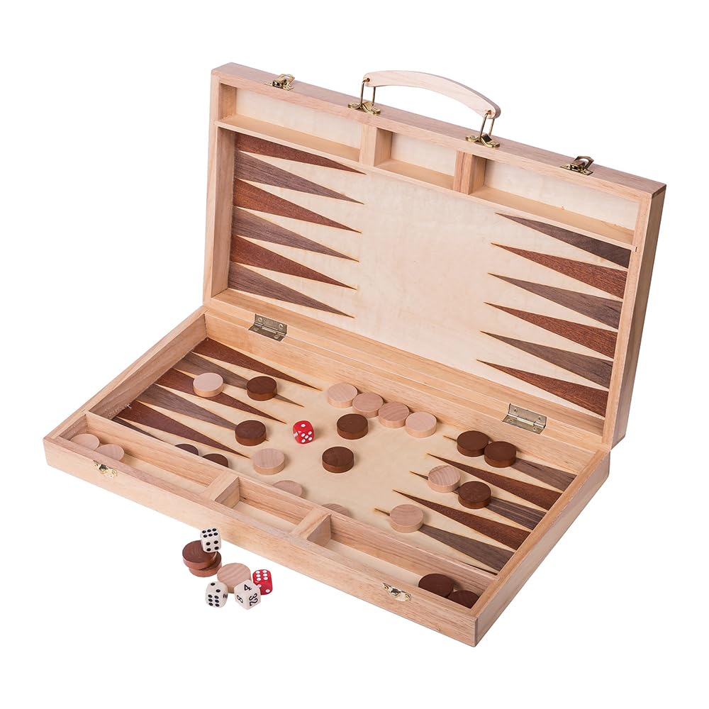 SQUARE - Backgammon z drewna 447 - Intarsja - Walizka z uchwytem