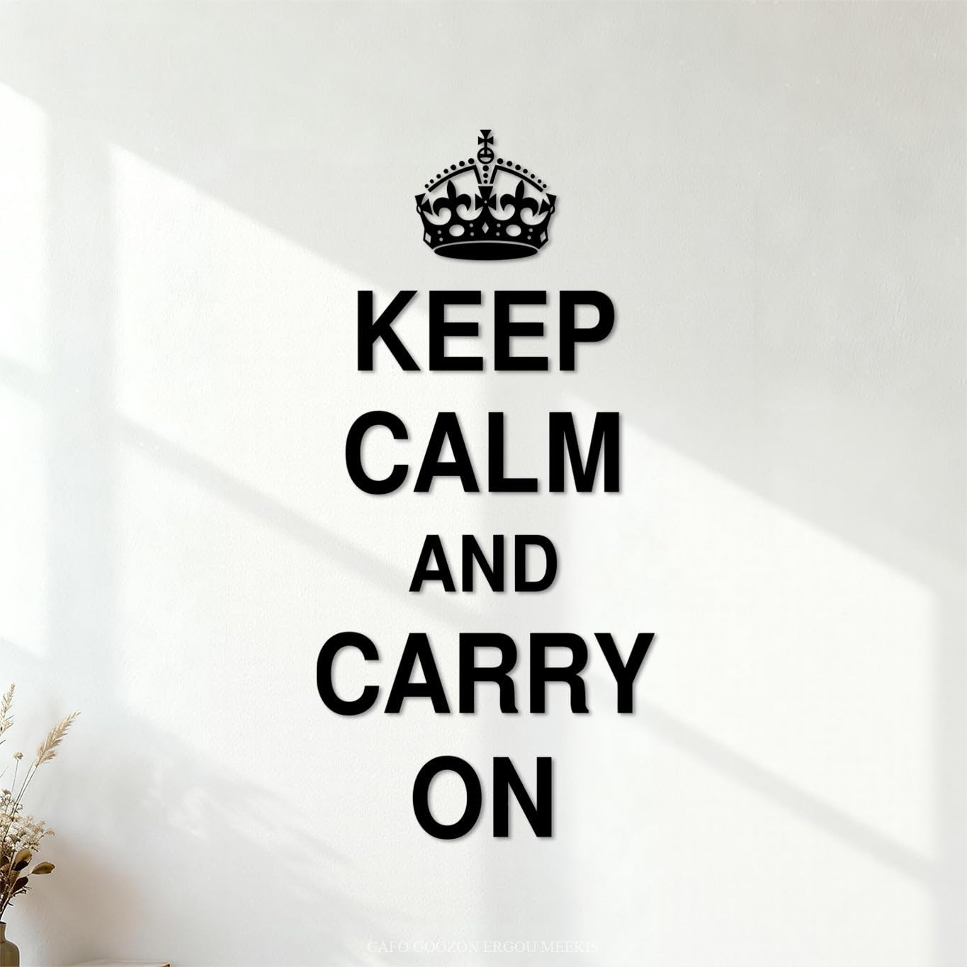 Ergou Stickerdecal-83189 Keep Calm And Carry Lettering Decals 34X71.3cm Window Decals Black