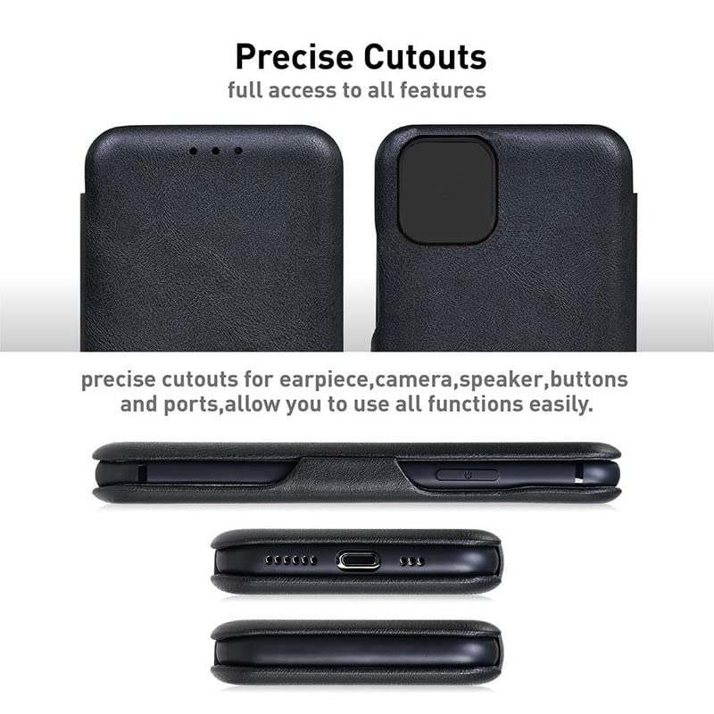 Image of WHITBULL Soft Leather Wallet flip case Kick Stand with Magnetic Closure Lightweight Slim flip Cover Compatible with Compatible with Apple iPhone 11 (6.1 Inch) - Black