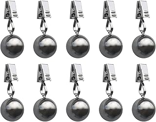 Heavy Duty Tablecloth Weights, Stainless Steel Balls with Rust-Resistant Clips, Weights for Curtain, Flag and Banner, 10 Pack