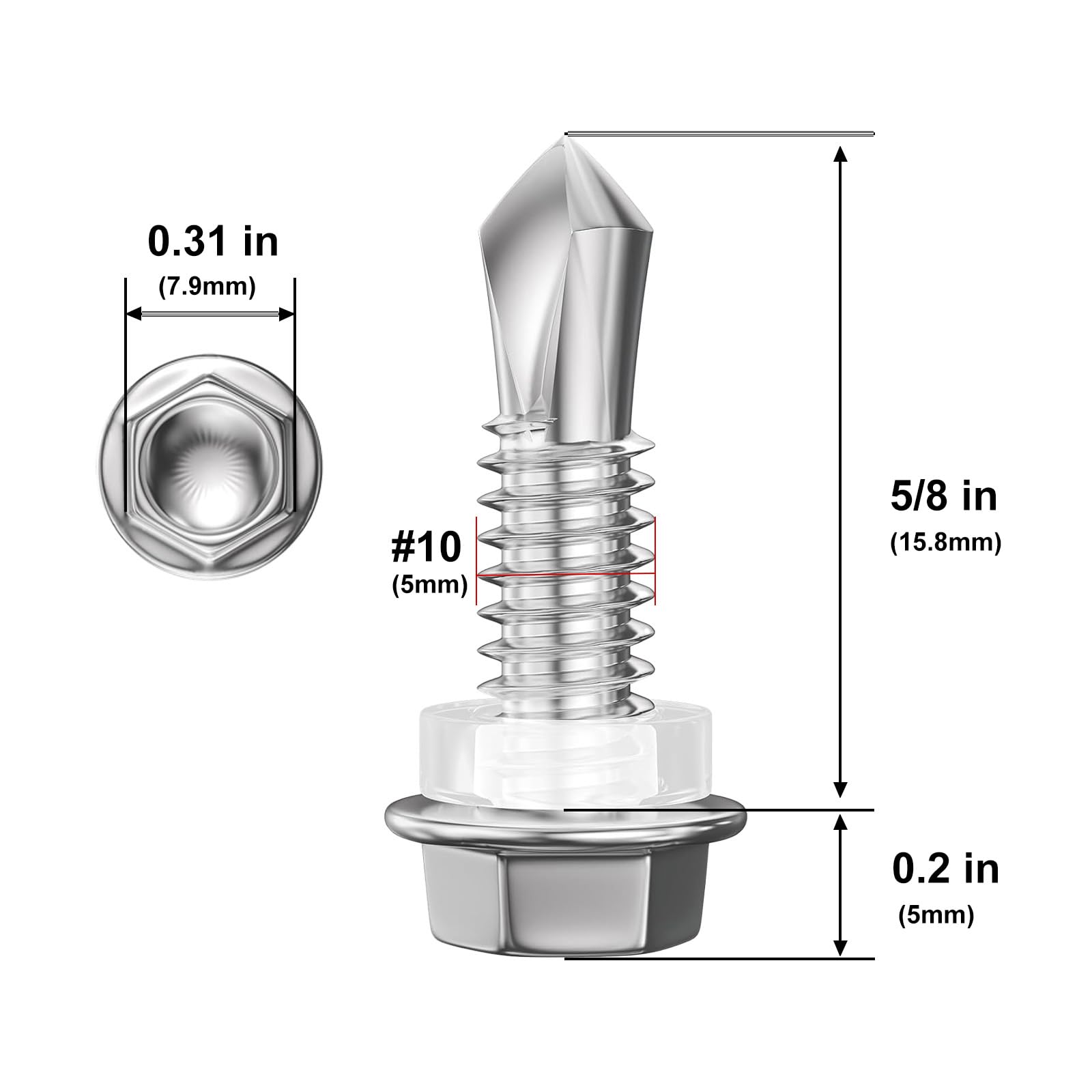 Stainless Steel Self Drilling Screws - 250 PCS -2