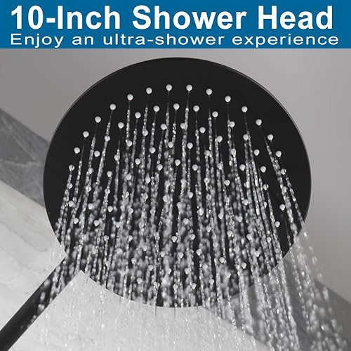 Miniatura 22 de POP SANITARYWARE Juego de grifo de ducha cromado para baño, sistema de ducha de lluvia montado en la pared de 8 pulgadas, juego de cabezal de ducha