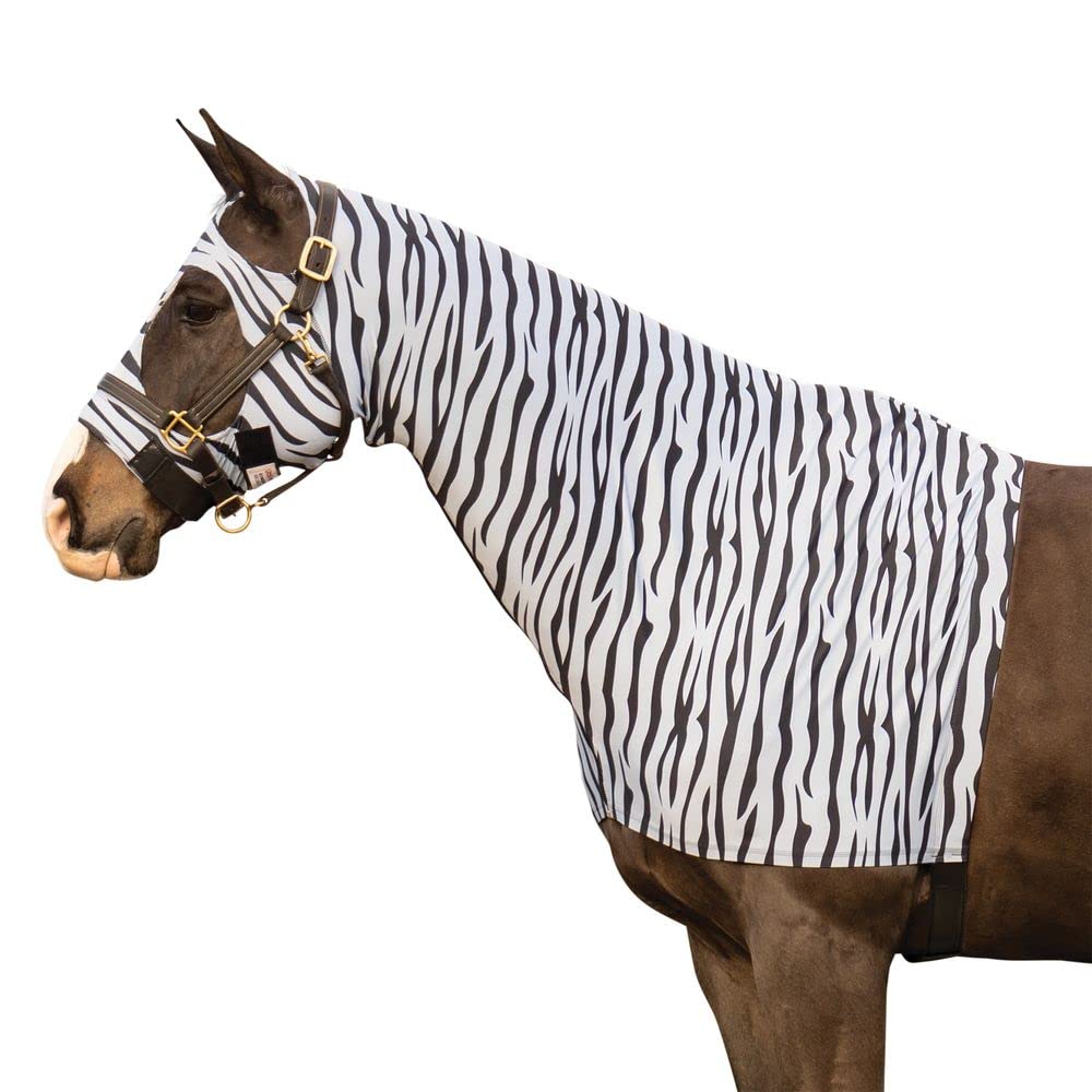 UltraFlex Limited Edition Zebra Horse Slicker Hoods | Durable & Breathable Summer Comfort | Oversized Eye Holes | Rub-Free | No-Snag Hook and Loop | Zipper Slicker Hoods | Color Zebra | Size Large