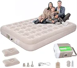 JOYFOX Colchão de Ar Inflável Queen 203x152x28cm com Bomba Elétrica USB Removível, Impermeável, Portátil, Resistente até 300kg para Camping, Viagem e Uso Doméstico