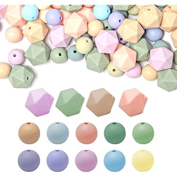 140 Colourful Silicone Beads 12 and 14 mm with Hole for Jewellery