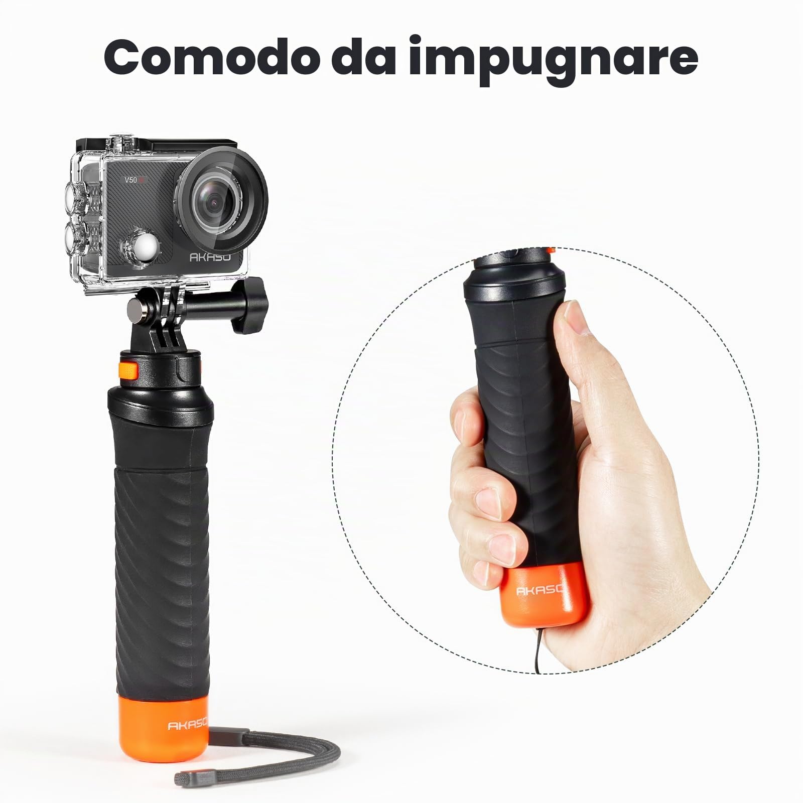 AKASO V50 X Action Cam 4K 20MP con Impugnatura e Custodia Protettiva, Videocamere WiFi EIS 40M Fotocamera Subacquea Touch Screen, Telecomando, Custodia Impermeabi, Action Camera Kit di Accessori di Mo