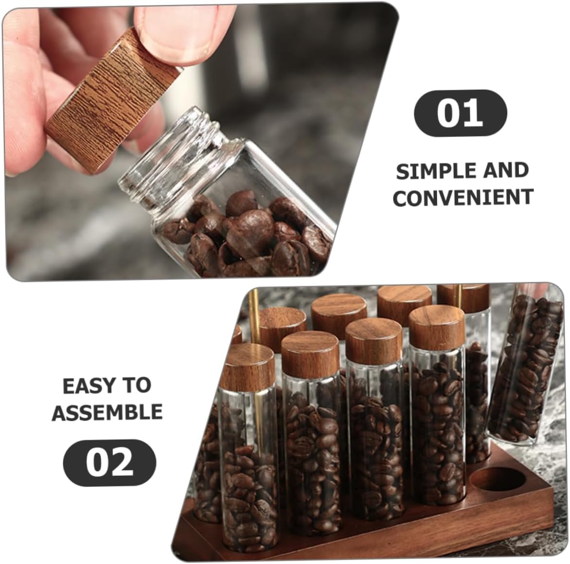 1set Airtight Coffee Bean Storage Tubes Stand Glass Canisters for Preserving Freshness and Flavor Compact Design for Coffee Lovers