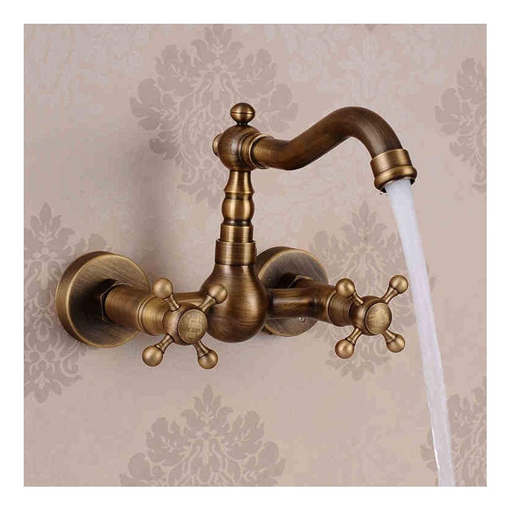 Zbbdfazd Kitchen Sink Taps Faucet Dual Lever Swivel Spout Kitchen Sink Mixer Taps, With Solid Brass Construction Modern In-Wall Tap