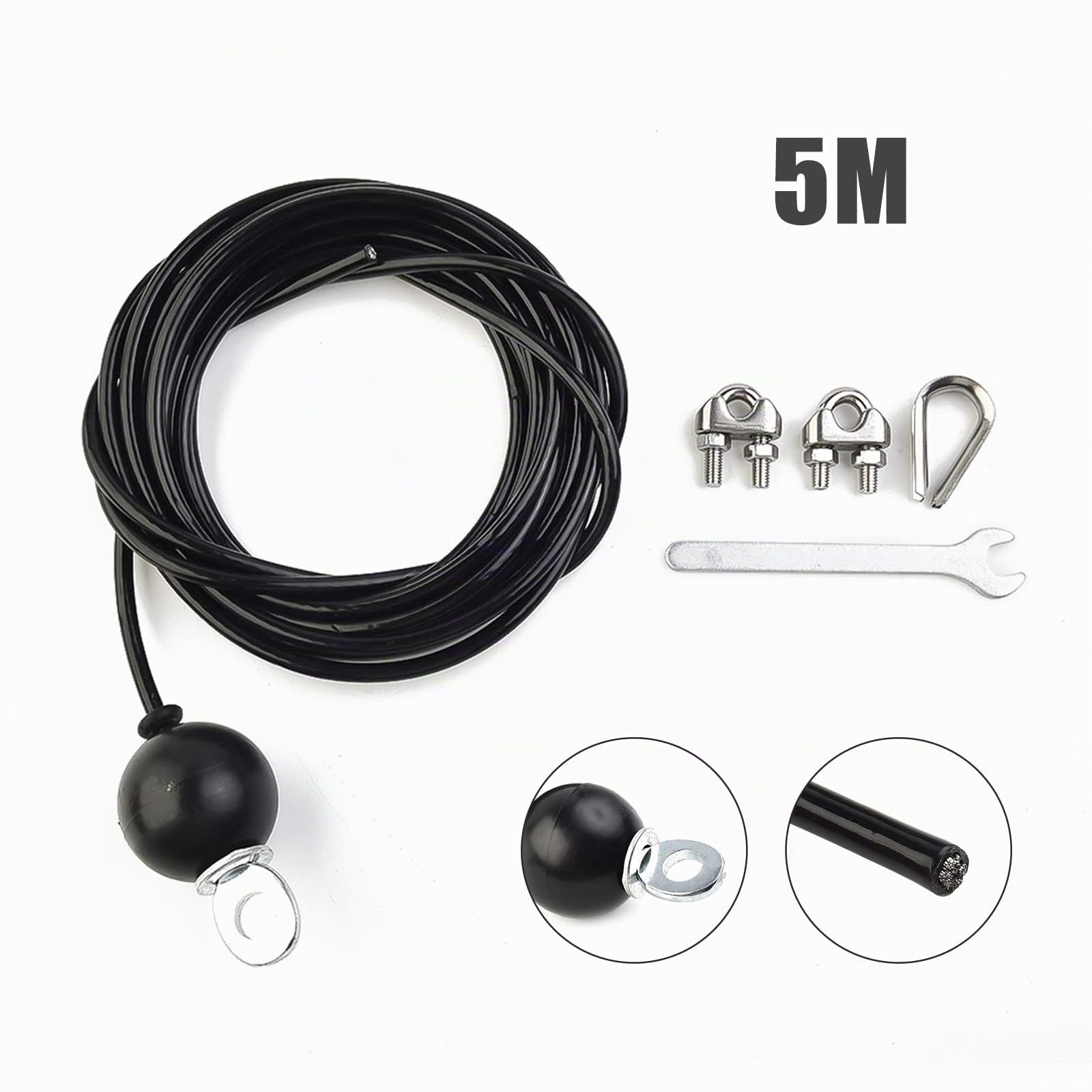 Câble de gym - 4 m/5 m - Câble en acier gainé pour appareil de fitness - Câble en acier pour appareils de fitness - Câble en acier gainé pour traction, câble de fitness (5 m)