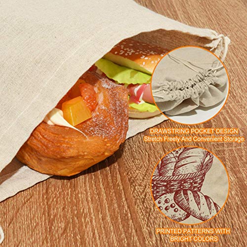 COYMOS Linen Bread Bags-4 Pack Pure Natural Unbleached Bread Bags, Large and Extra Large Bread Loaf Bags for Artisan Bread Storage, Flax Bread Bags, Reusable Drawstring Bags for Homemade Bread - Thumbnail 3