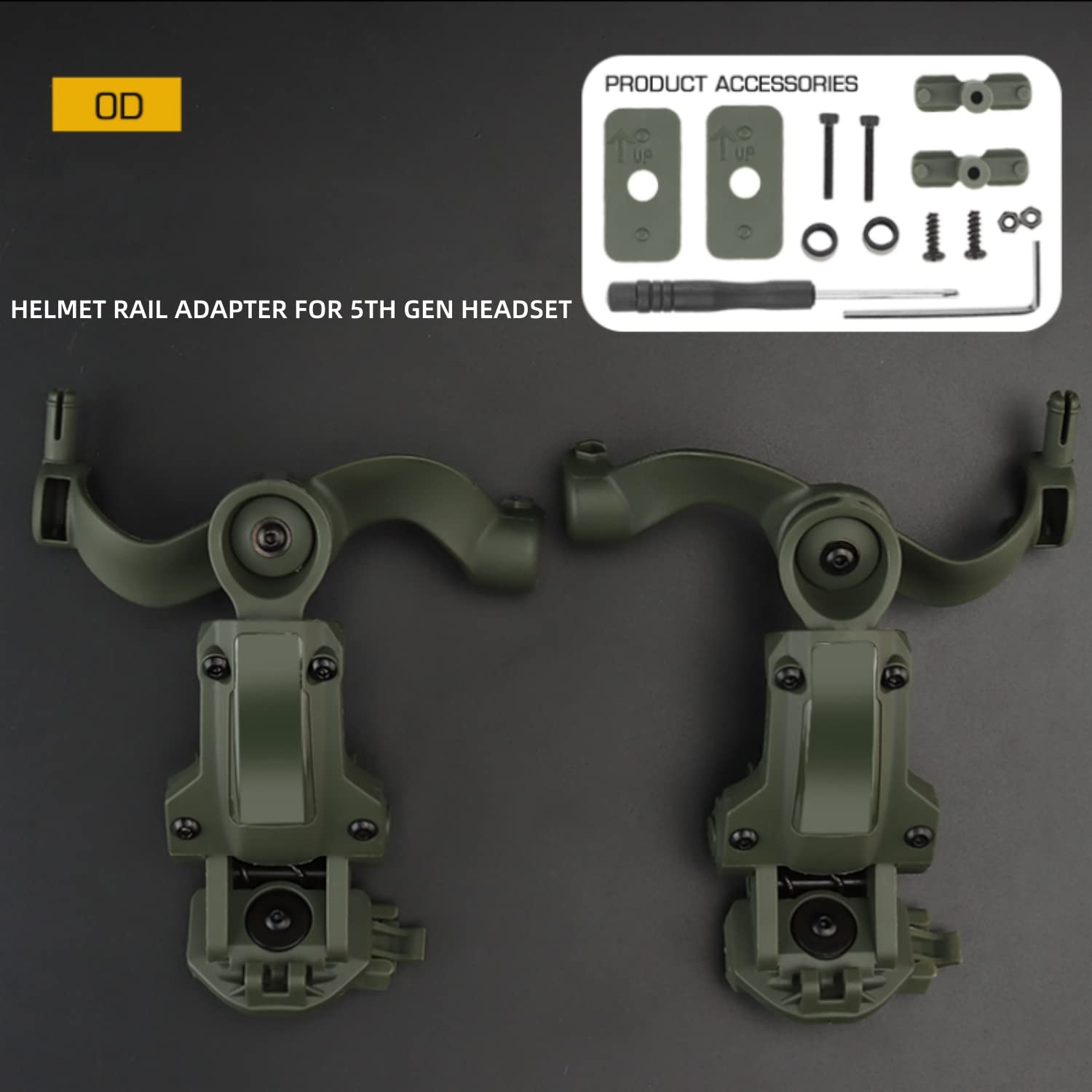 Zhongren Casque Rapide Arc Rail Adapter Tactique Pickup Headset Suspension Casque Support Multi-Angle Rotation pour Ops Core Arc & Team Wendym-Lok Rail, Support pour Casque de Chasse