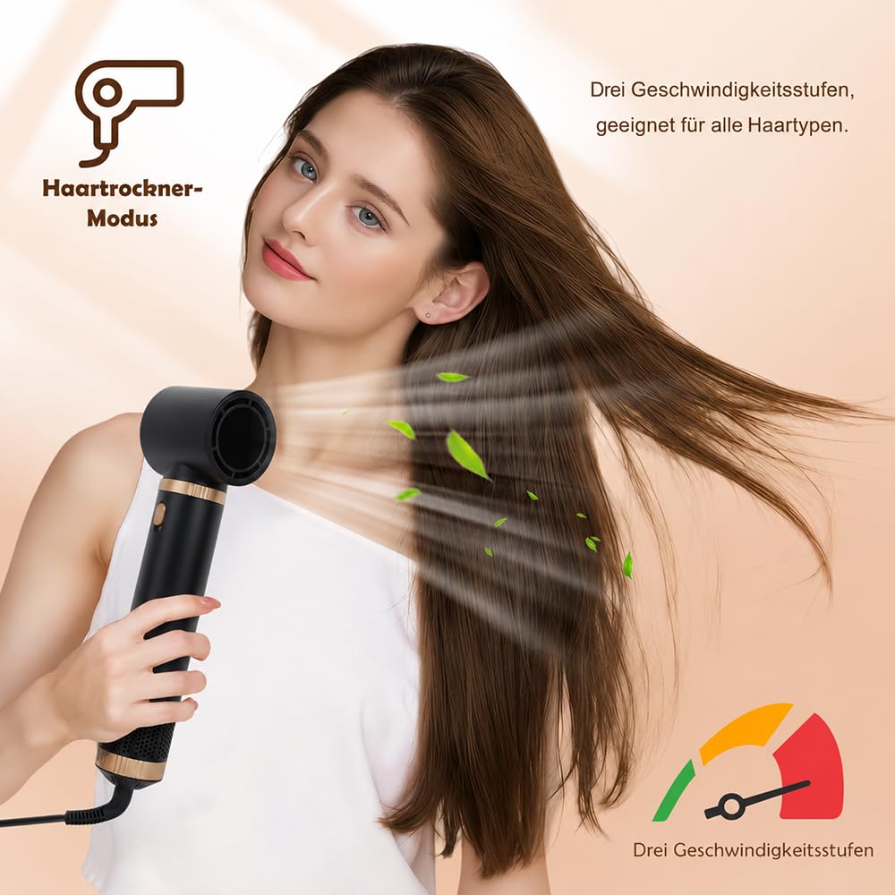 Airstyler 5 en 1 Set de estilizador de pelo, cepillo de aire caliente, estilizador multifuncional con 5 cabezales intercambiables, secador de pelo de iones para alisar, secar, volumen y rizos