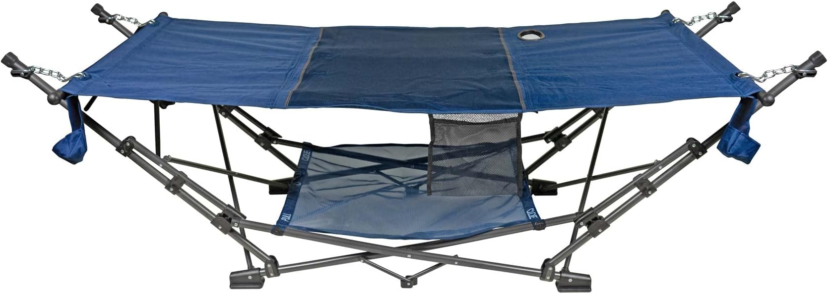 Zenithen Limited Outdoor Indoor Portable Foldable Metal Framed Lounge Hammock Furniture for Camping, Backyard, and Patio, Full Sized Hammock with Storage, Blue