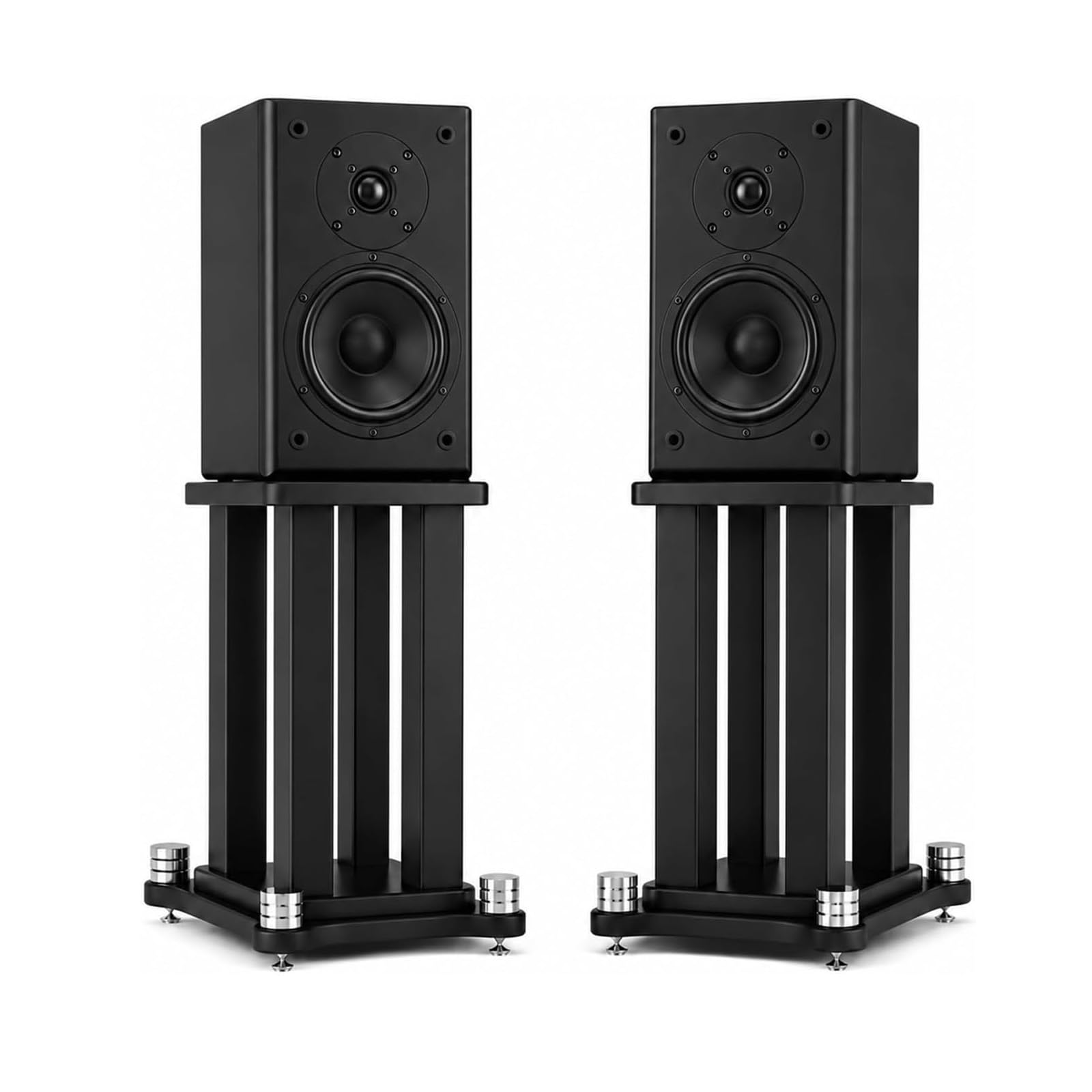 Coppia di Supporti da Pavimento per Diffusori, Robusti Universali in Acciaio MDF per Sistemi Home Cinema Audio Surround,A,25 * 30 * 80cm