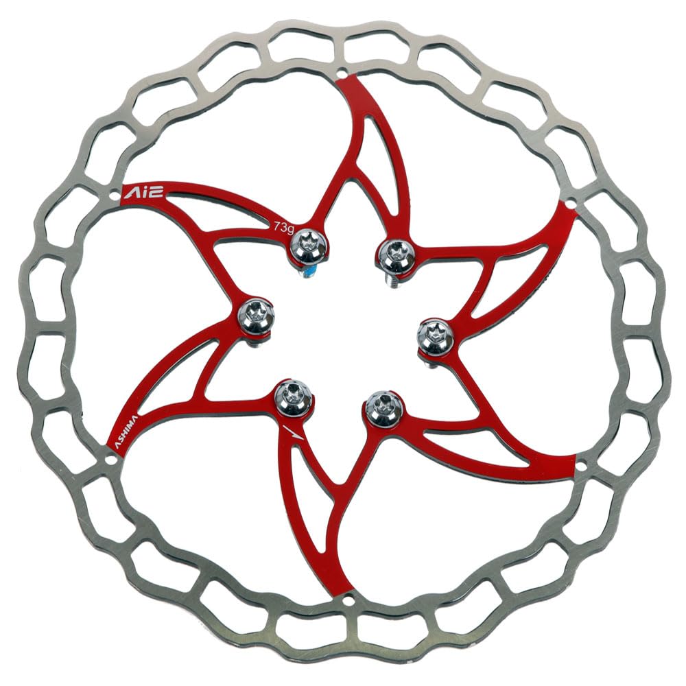 Disco Freno Rotor de Disco de Freno Ultraligero, Solo 64g, Bicicleta MTB de Acero Inoxidable, 140mm, 160mm, 180mm, 203mm con 6 Pernos, Negro y Rojo, 1 Unidad Freno Disco(Black 180mm)