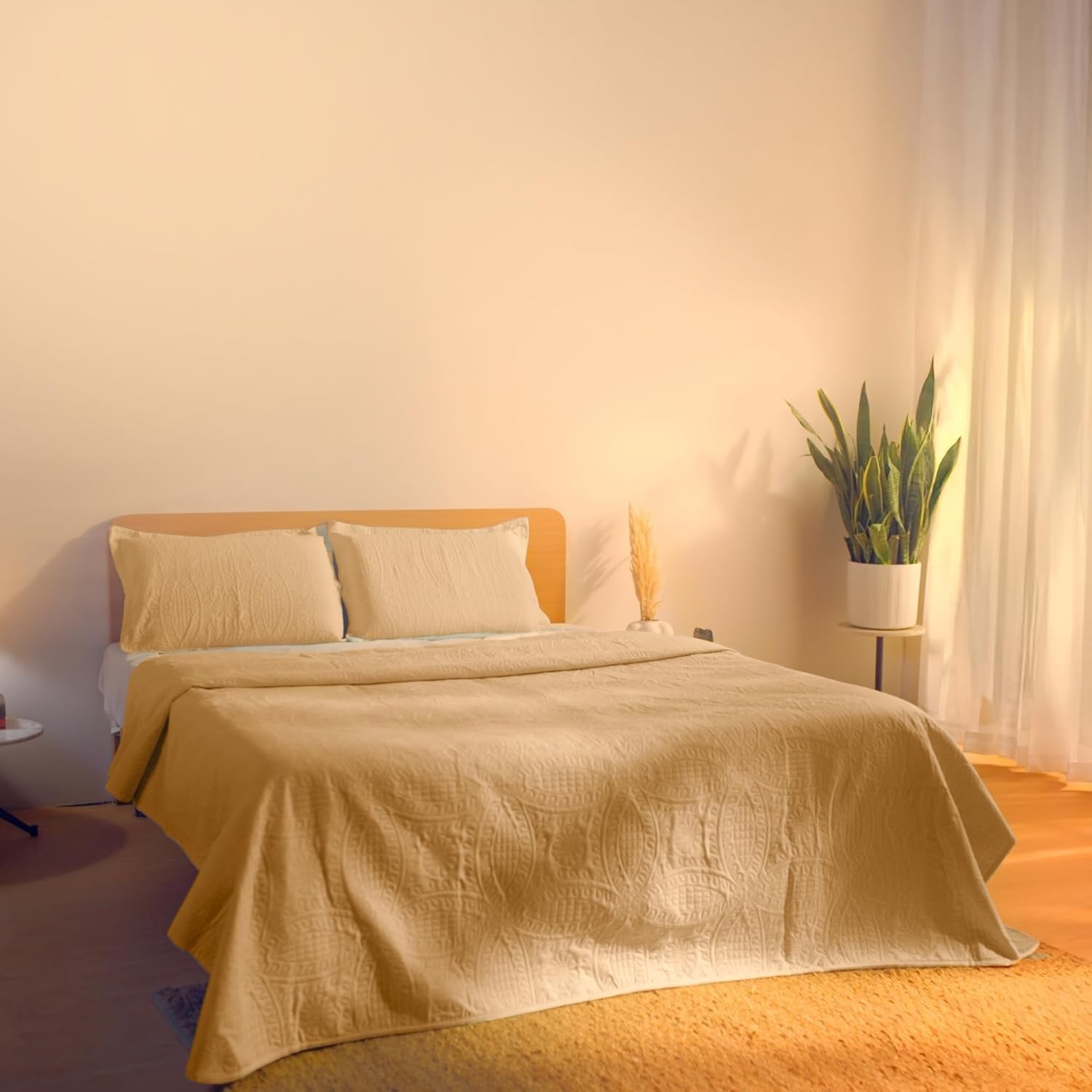 SonicQuilt Bedsheet-Blanket-Bedcover 3-in-1 Usage | Caramel Cloud Color | Double Size | 90" x 95"-image-40