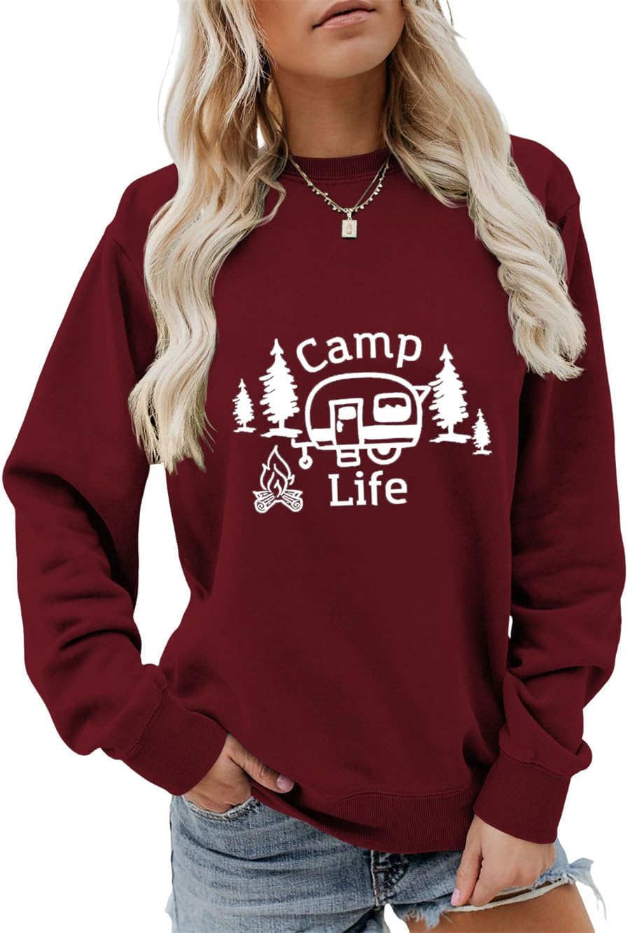Camp Life Sweatshirt Hiking Camping Sweater Funny Camping Lover Shirt Camper Gifts Women Crewneck Camp Pullover Tops