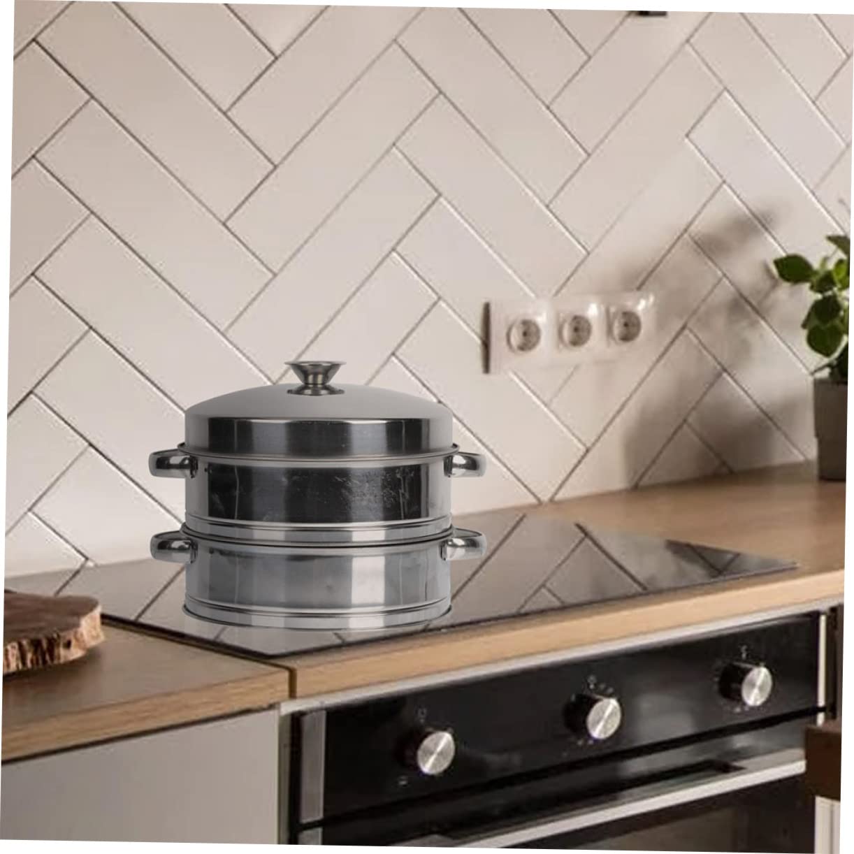 Vaporera De Acero Inoxidable Tapa Vaporera Multifuncional Para Verduras Dumplings y Buns Para Cocinas De Restaurantes y Hogares