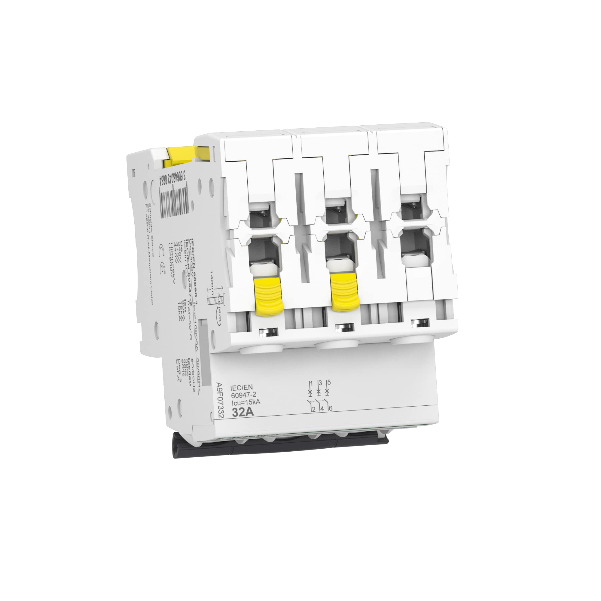 Schneider Electric Leitungsschutzschalter Acti9 iC60H, 3-polig, 32A, C-Charakteristik, 10kA, 15kA, Artikelnummer A9F07332