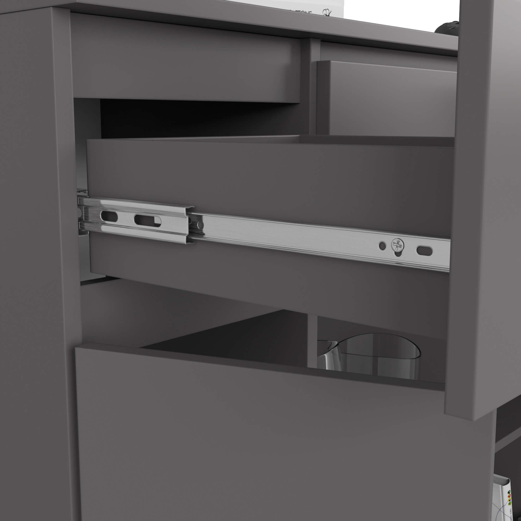 AKORD Cassettiera K100 con 2 Ante e 3 Cassetti 1 Scaffale | Mobiletti Ingresso Bagno | Armadio Cameretta | Comodino | Design moderno | 35x98x101 cm | Grigio Grafite