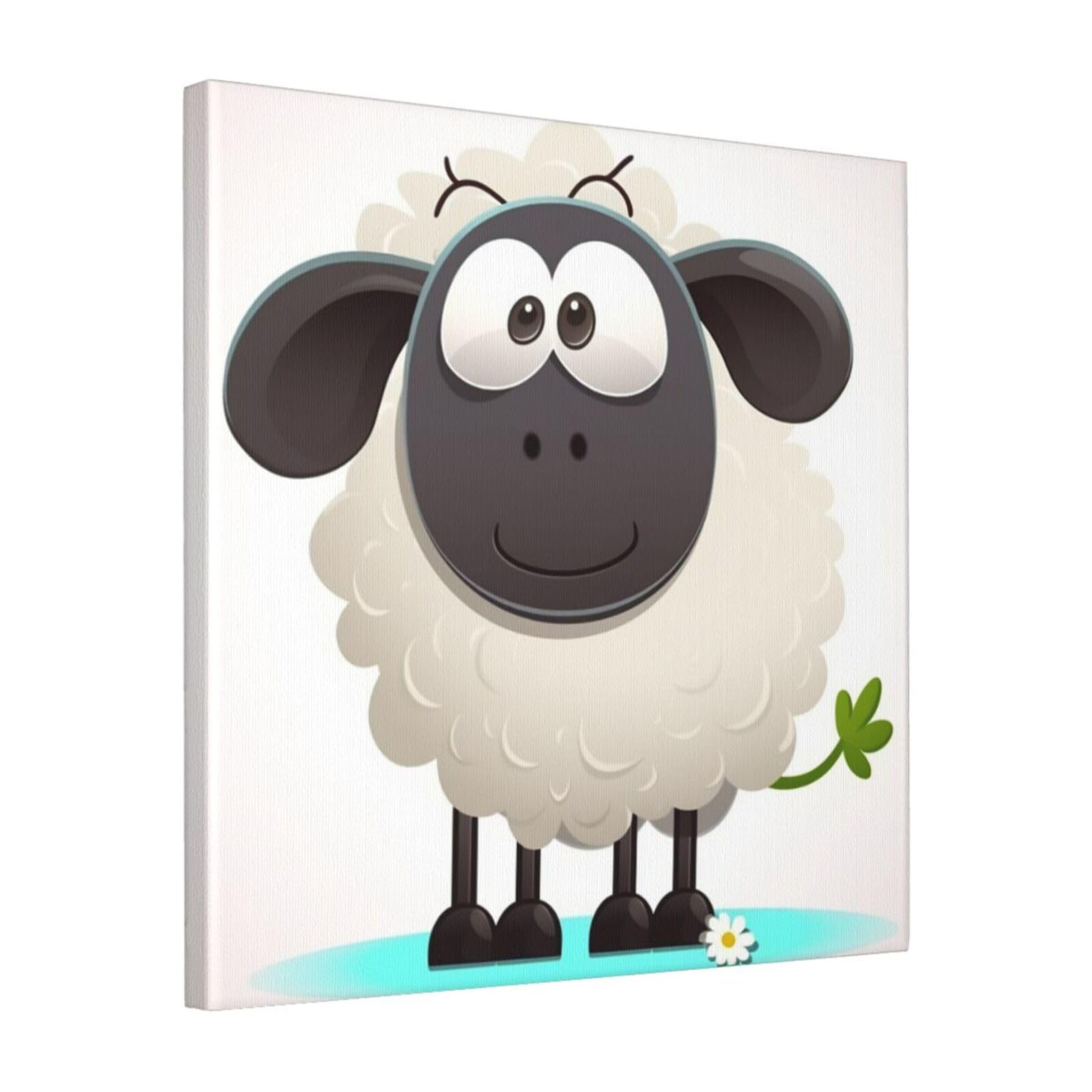 KLOPH Sheep Canvas Wall Art for Living Room 16"x16" Modern Artwork Painting for Bathroom Hanging Canvas Prints Aesthetic Wallart for Bedroom Kitchen Office Wall Decor