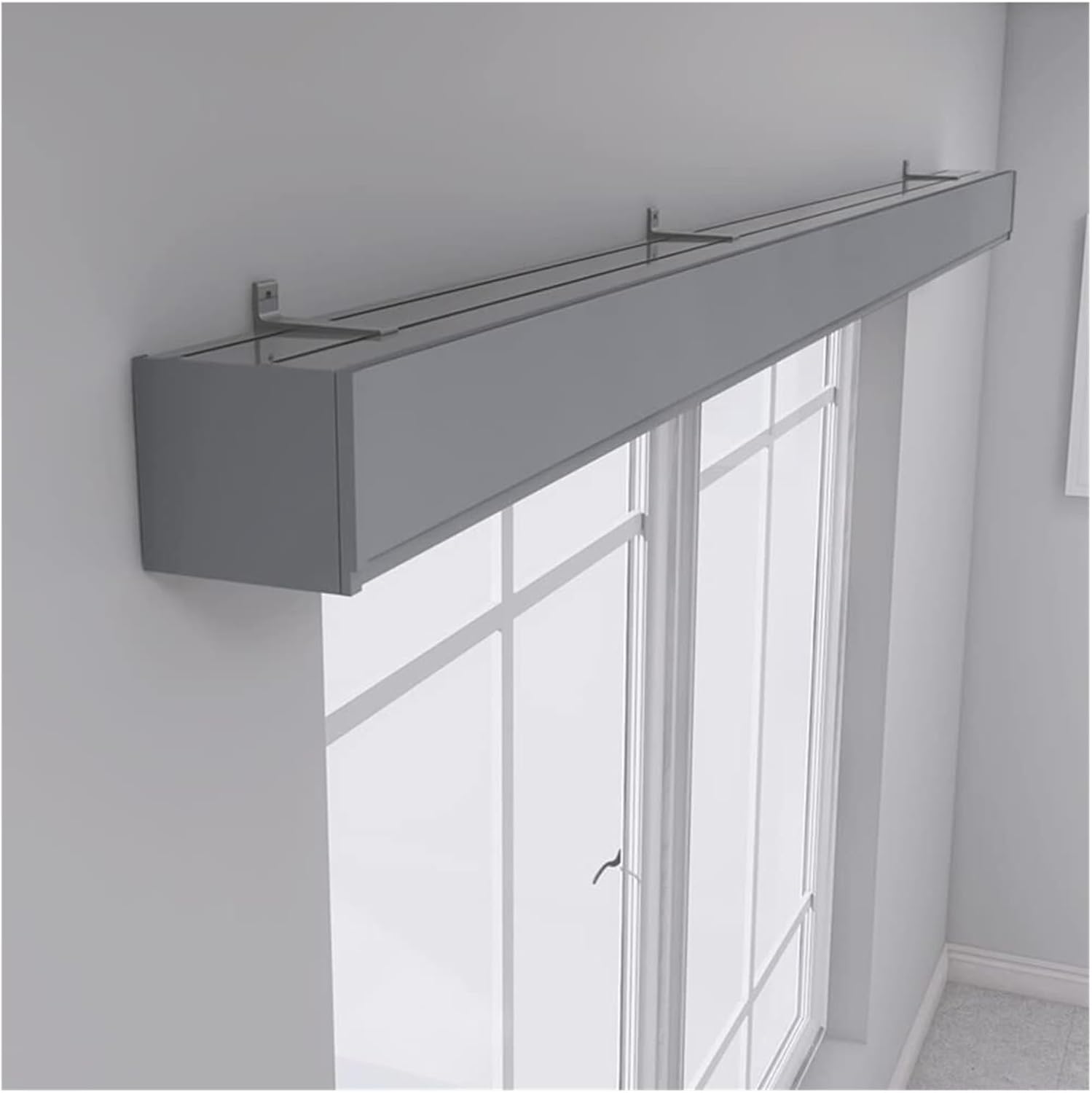 Three-In-One Curtain Track Single Tracks And Curtain Pelmet Wall Mounted For Living Room Bedroom Customize Length(Grey-wall Mounted,100Cm)