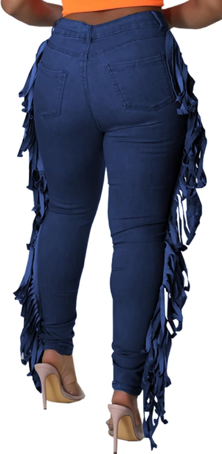 SeNight Women's High Waisted Ripped Jeans Cut Out Destroyed Distressed Denim Pants - Image 2