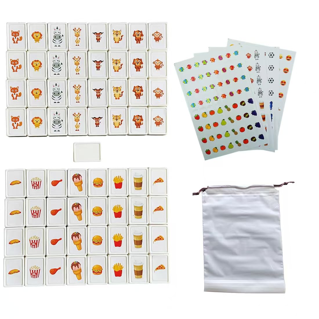 65 Tiles 30mm Seaside Game Blocks, Tiles Escape Game for Kids in ABS Plastic Material Game Set with 4 DIY Stickers Plastic Mahjong Style, Gin Game Rummy for Frenzy Tiles, Simple Packaging