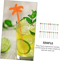 Vista 9 de Yardwe Agitador de árbol de coco, decoración de frutas, mezclador de café, vasos de plástico, divertidos palitos de agitación, coctelera, agitadores