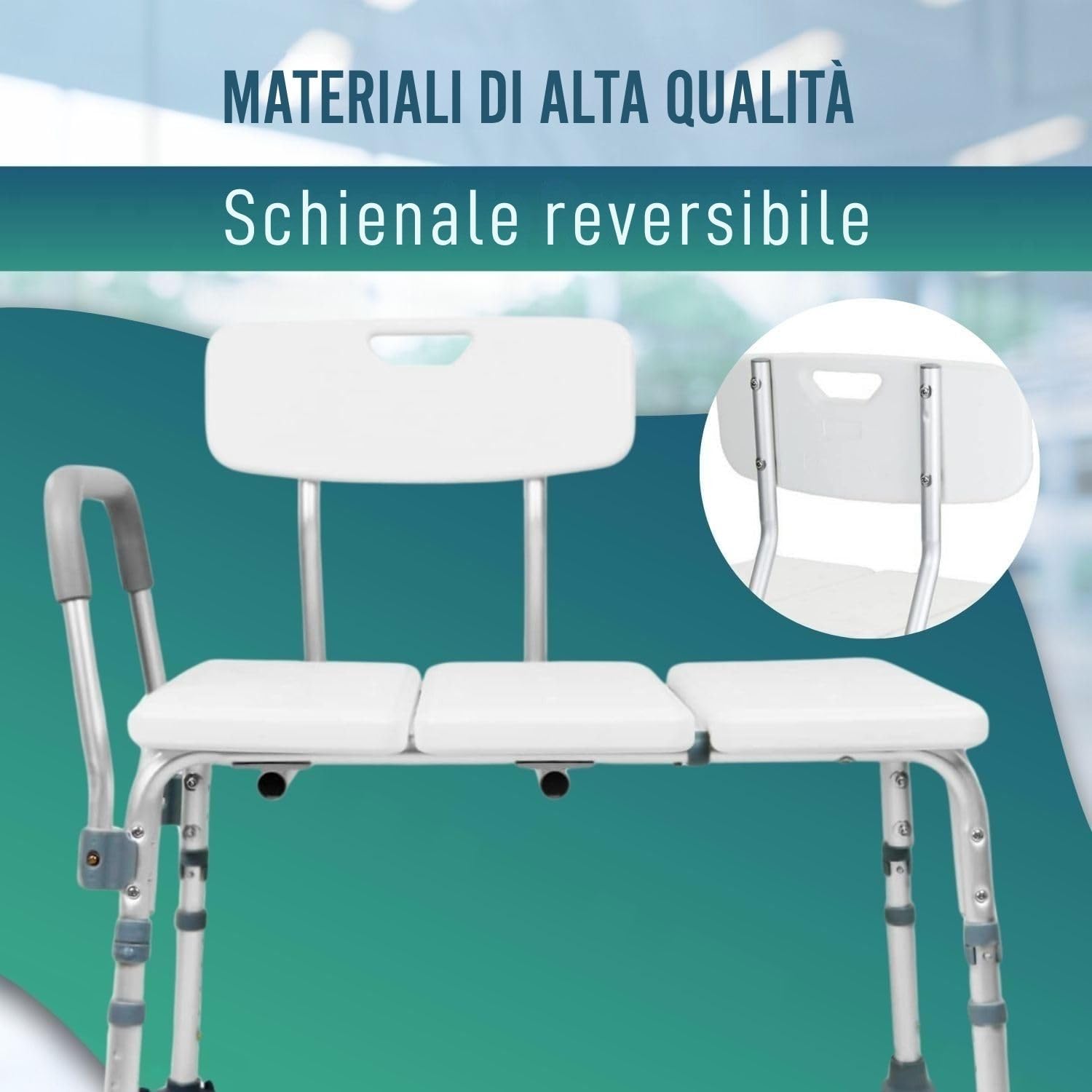 OrtoPrime Sedile per Vasca da Bagno per Anziani – Sedia per Vasca da Bagno Sicura – Seduta Vasca da Bagno Anziani Regolabile – Sgabello per Doccia