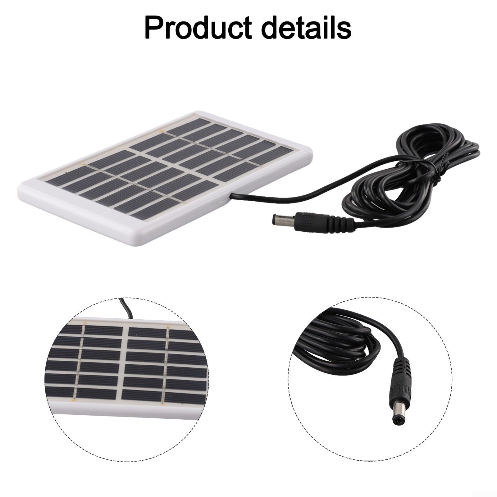 Panneau solaire polycristallin 5 W 6 V avec câble CC, chargeur solaire portable pour le camping, la randonnée, les voyages et les projets de bricolage en plein air