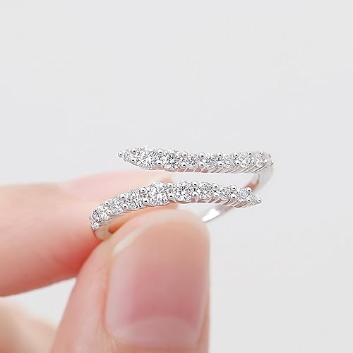 Miniatura 2 de Anillos de moissanita, anillo de plata de ley, chapado en oro blanco, anillos de boda de media eternidad para mujeres, talla 5-10