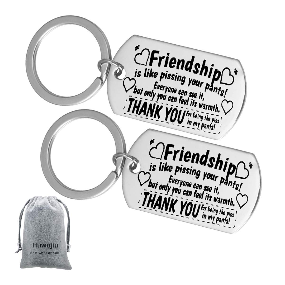 Huwujiu 2Pcs Friendship Keyring Best Friend Keyring Friendship is Like Pissing Your Pants Keyring Set Best Friend Gift Christmas Birthday Gift for Friends