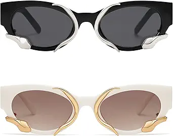 Trendy Sunglasses for Women Men Vintage Narrow Cateye Metal Snake Sunnie Y2k Accessories AP3621
