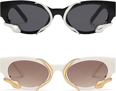 Trendy Sunglasses for Women Men Vintage Narrow Cateye Metal Snake Sunnie Y2k Accessories AP3621