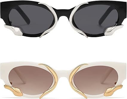Trendy Sunglasses for Women Men Vintage Narrow Cateye Metal Snake Sunnie Y2k Accessories AP3621