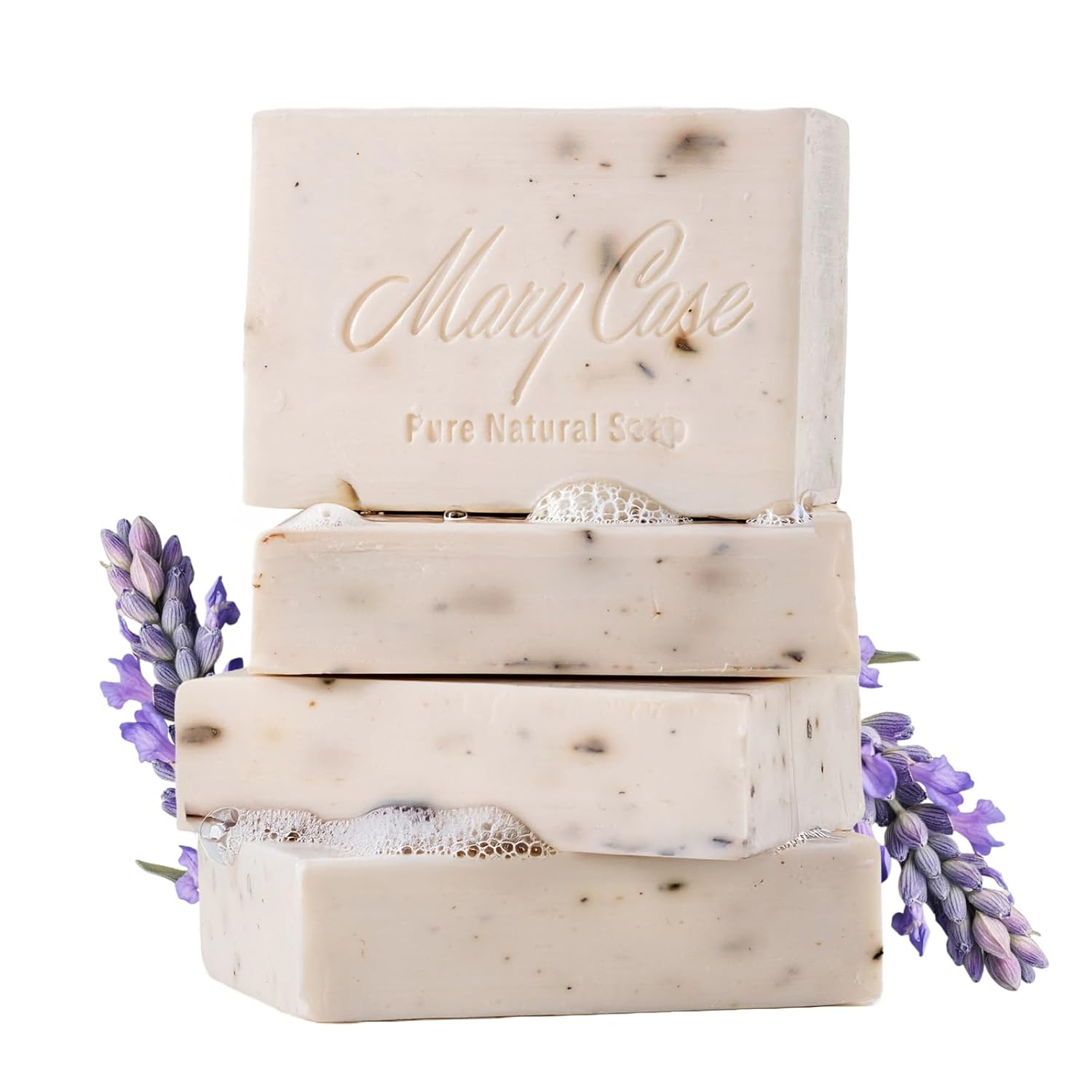 Mary Case All Natural Bar Soap for Men & Women (Set of 4) – Body Soap Bars with Olive, Coconut, Lavender Oils & Dried Lavender Flowers – Vegan Bath Soaps for Gentle Cleansing & Hydrating Skin Mary Case All Natural Bar Soap for Men & Women (Set of 4) – Body Soap Bars with Olive, Coconut, Lavender Oils & Dried Lavender Flowers – Vegan Bath Soaps for Gentle Cleansing & Hydrating Skin