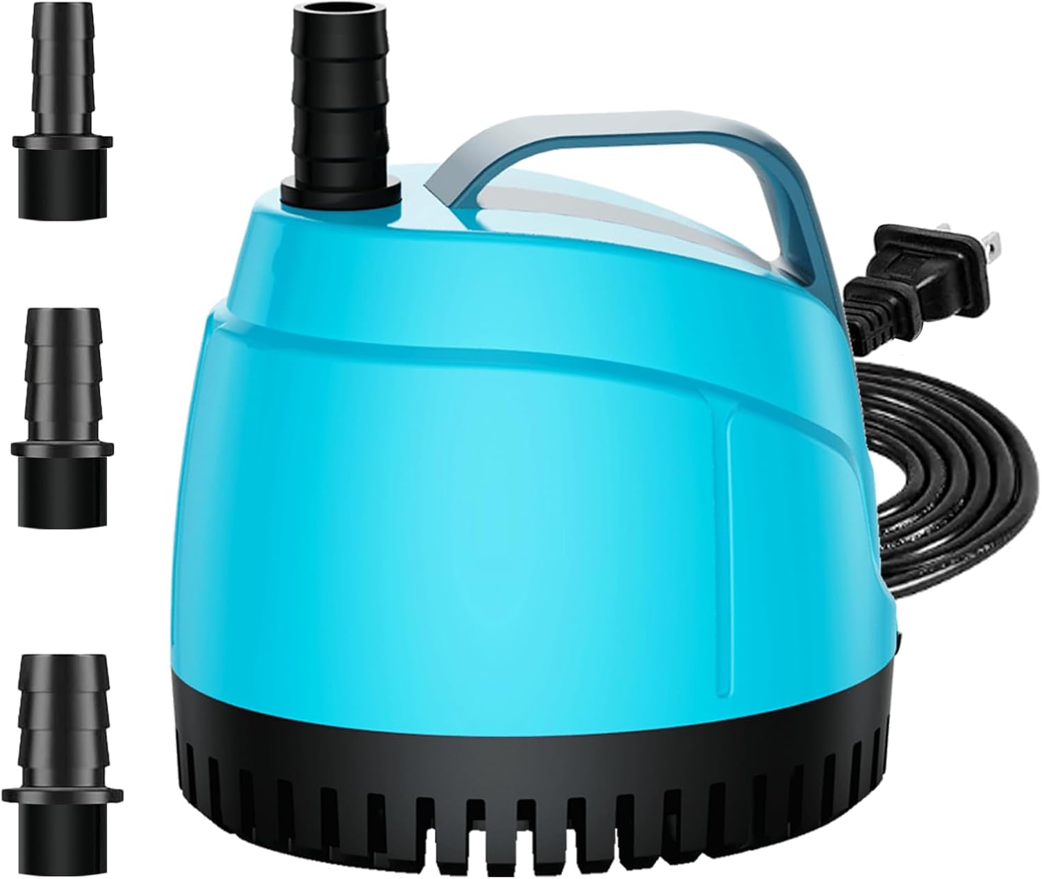 700GPH Submersible Water Pump Ultra Quiet (2600L/H, 40W),Bottom Suction Pond Outdoor Fountain Pump with 3 Nozzles,8ft Lift,Adjustable Flow for Koi Pond,Waterfall,Aquarium,Hydroponic Systems
