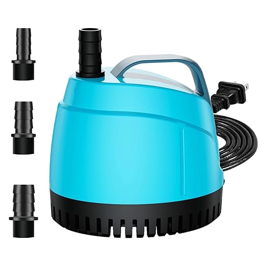 210GPH Submersible Water Pump Ultra Quiet (780L/H,15W),Bottom Suction Aquarium Pump with 2 Nozzles,5.6ft Lift,Adjustable Flow for Fish Tank,Fountain,Pond,Hydroponics,Indoor Water Feature