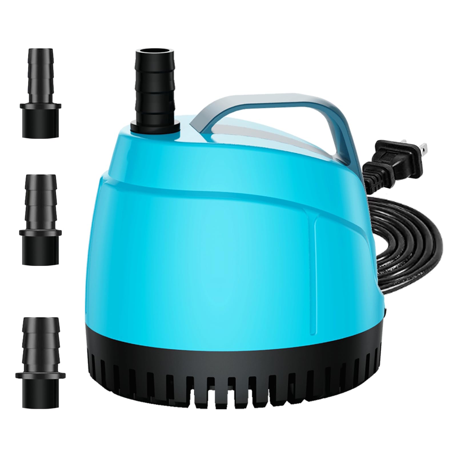 Photo 1 of WUCIOOO 450GPH Submersible Water Pump Ultra Quiet (1700L/H, 25W),Bottom Suction Pond Pump with 3 Nozzles,6.5ft Lift,6ft Power Cord,Adjustable Flow for Aquarium,Fish Tank,Outdoor Fountain,Hydroponics
