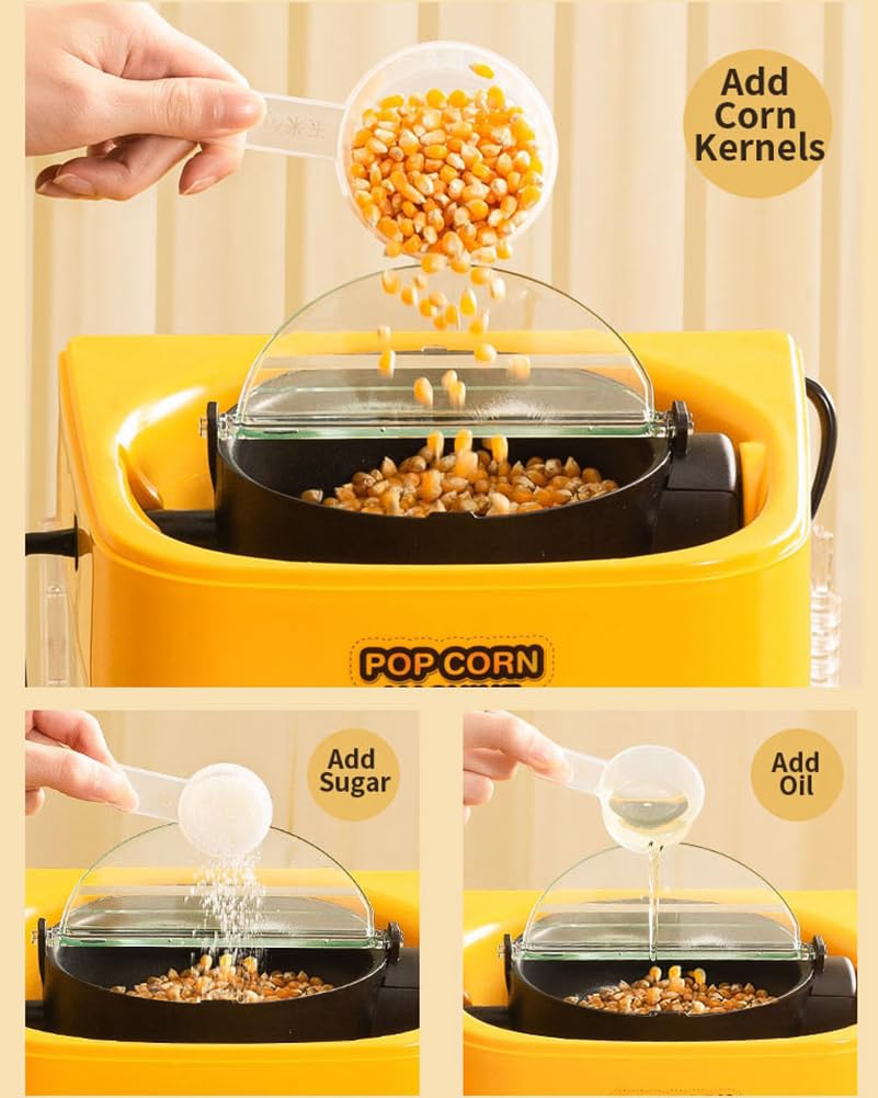 Macchina per popcorn, Macchina per popcorn, Macchina per popcorn ad aria calda, Popping Qucik da 2 minuti, per spuntini senza grassi, sani e senza olio, per bambini, Serate cinematografiche 350 W