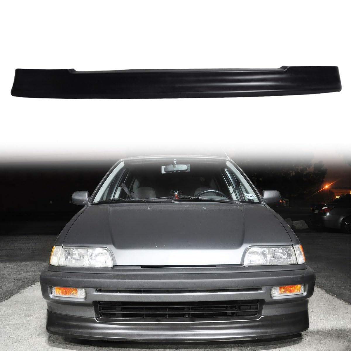 CS Style Unpainted Black Front Bumper Lip Spoiler for 1988-1989 Honda Civic | Brand of Hyper Glory, Fits 1988-1991 Honda Civic Wagon, PU, Polyurethane