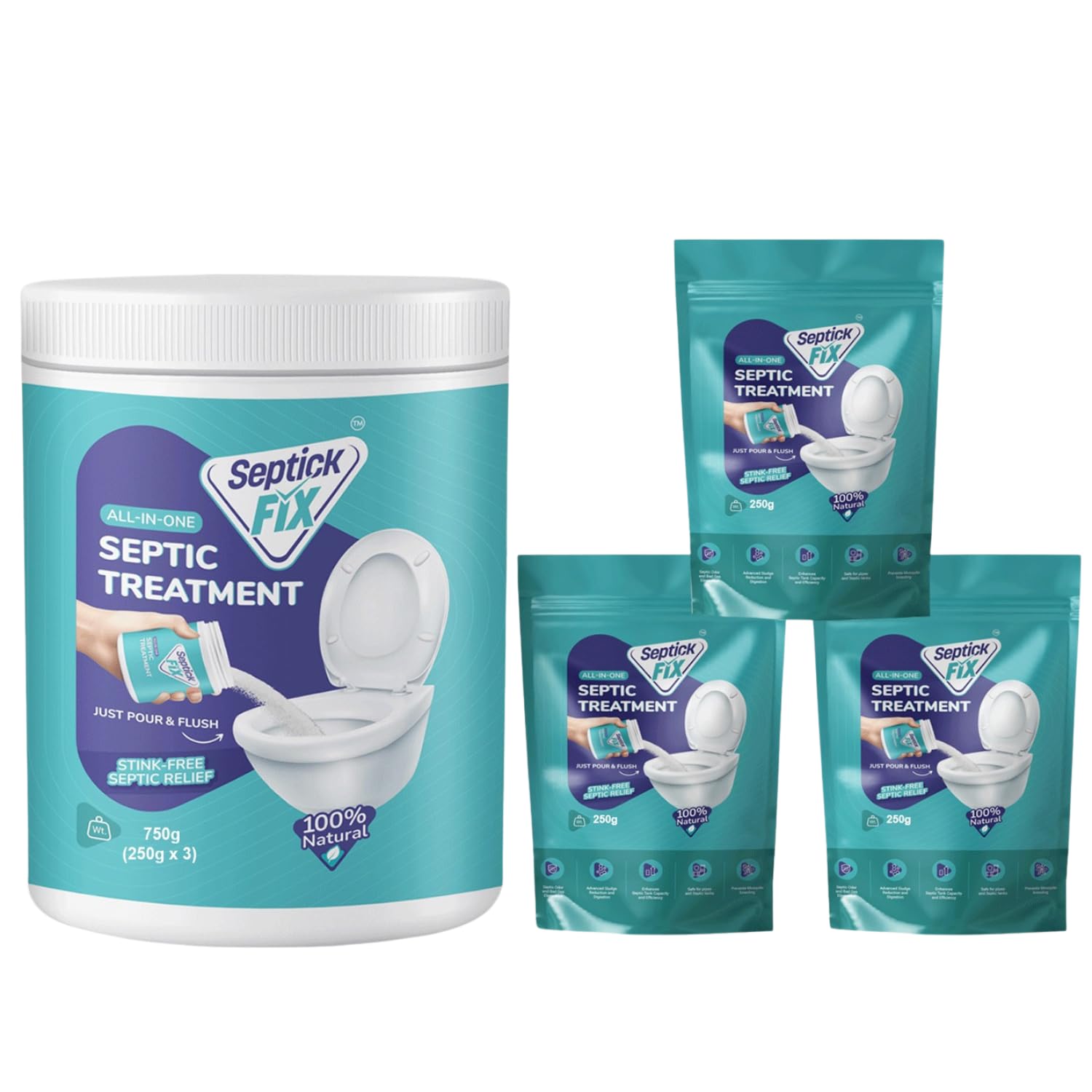 Septick Fix Septic Tank Cleaner Bacteria Powder, Removes Odour, Reduces Sludge, Easy to Flush, Eco-friendly & Advanced Bio Culture Enzymes, Safe for Pipes & Tanks; 250g x 3 Packs = 750g (B0D1XLXLFR) Amazon Price History, Amazon Price Tracker