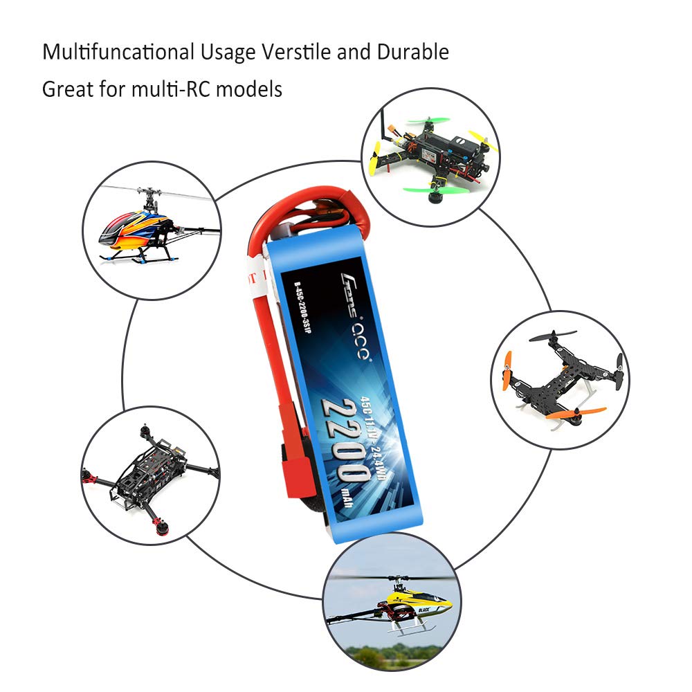 Gens Ace 3S Lipo Battery 11.1V 2200mAh - High Discharge For RC Planes, Helicopters & Boats