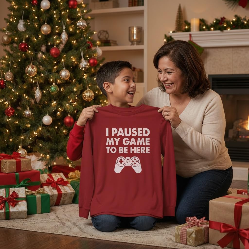 Tstars I Paused My Game to Be Here Sweater - Funny Gamer Long Sleeve Shirt for Boys and Girls - Youth Gaming Gift - Image 2